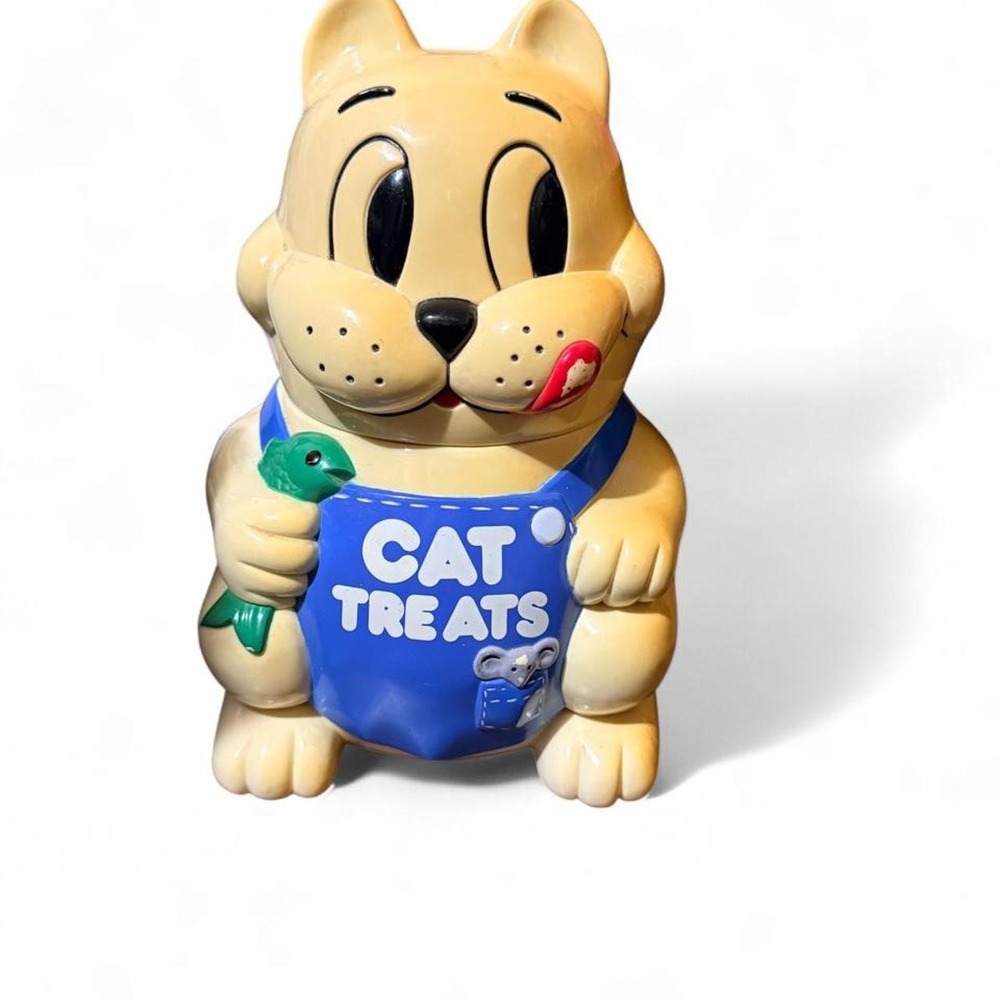 Vintage 1992 Fun-Damental Too Cat Treats Meowing jar